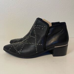 Treasure & Bond Black Leather Studded Pointed Toe Ankle Booties Size 7